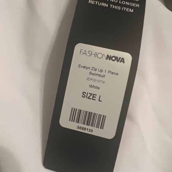 NWT Evelyn Zip-up One Piece Swimsuit-White - Picture 5 of 6